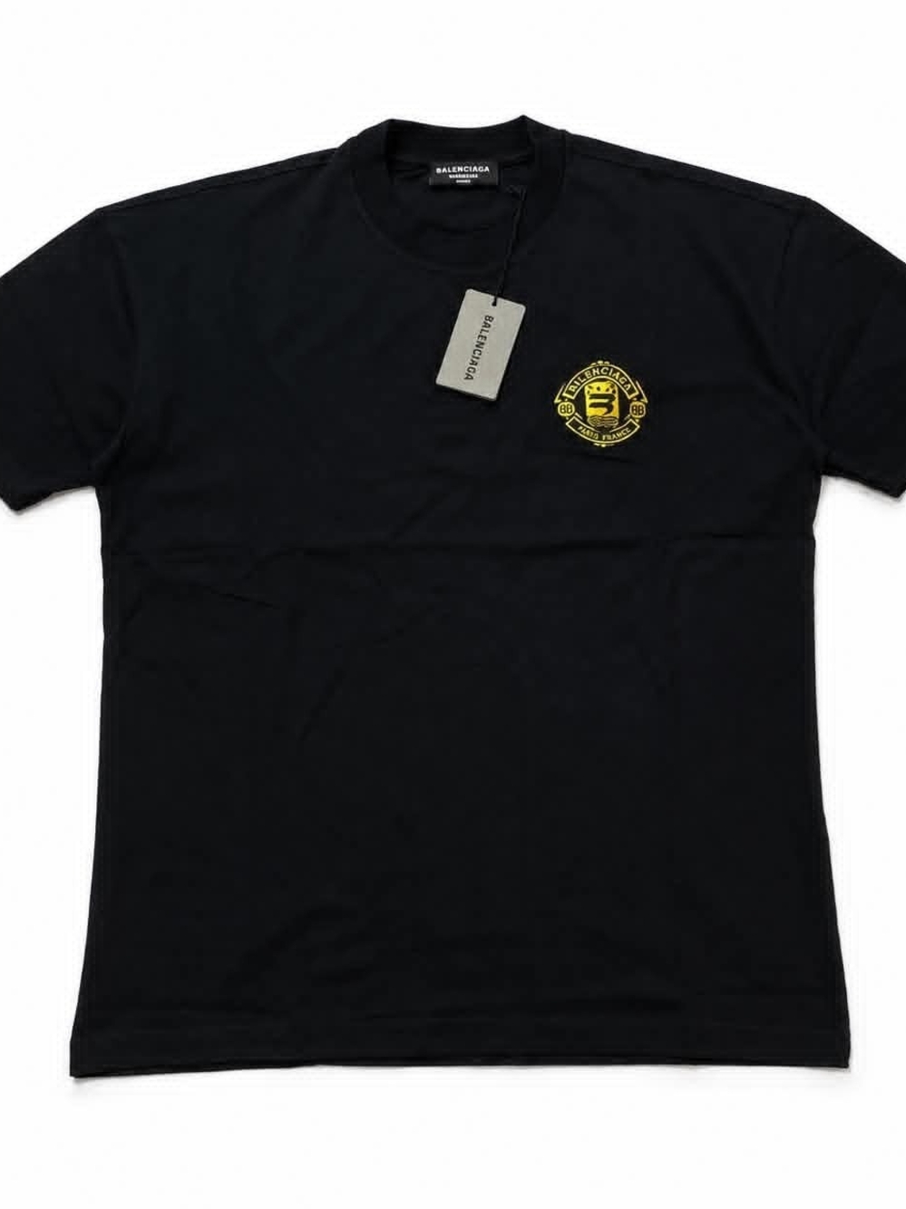 Balenciaga Crest Crested Logo Black T-Shirt Size L